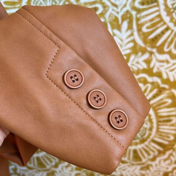 Avec Les Filles Faux Leather Single-Breasted Two-Button Oversized Jacket size S - Picture 5 of 9